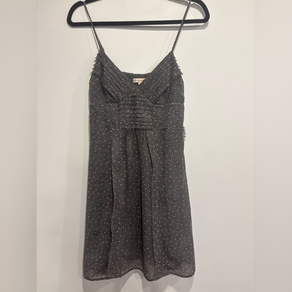 American Eagle Outfitters Grey Polka Dot Mini Dress with Spaghetti Straps - Picture 1 of 5